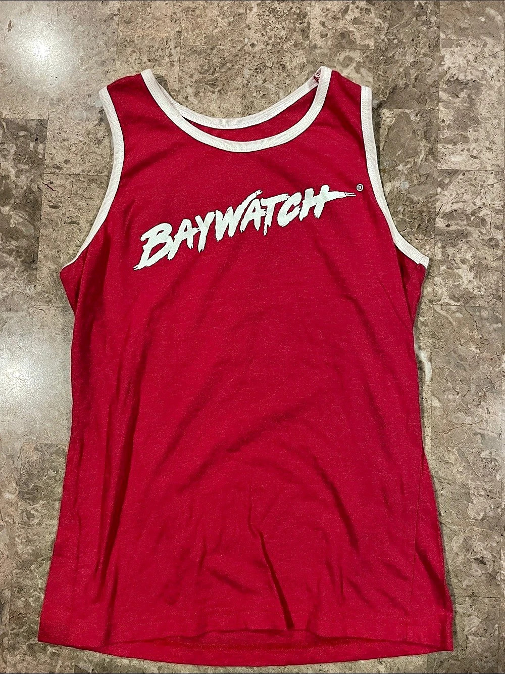 Baywatch Malibu Beach Patrol Tank Top Red & White Small